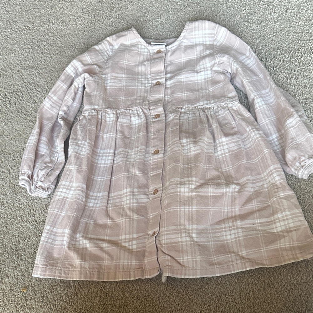 Adorable Checkered Kids Dress in Light Pink